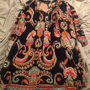 Navy paisley blue and bright colored tunic